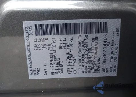 2026 Nissan Rogue Sv from USA, damaged, VIN 5N1BT3BB9TC714403